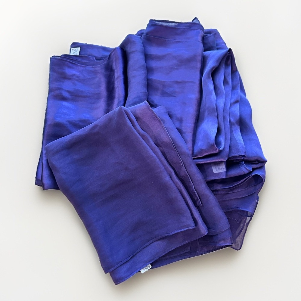 Lot Of 9 ECHO Royal Purple Silk Half Sheer Oblong Scarves Scarf Bridesmaid 17x60